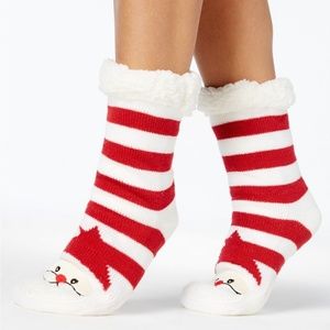 Charter Club Fleece Gripper Slipper Sock Red Santa